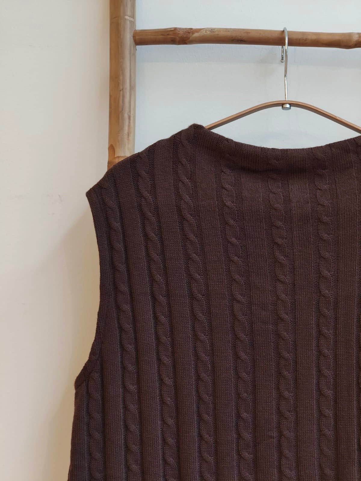 אפודת סריג כותנה חום