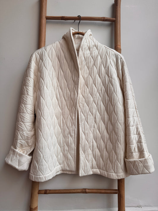 ז׳קט מיני קימונו קווילט שמנת