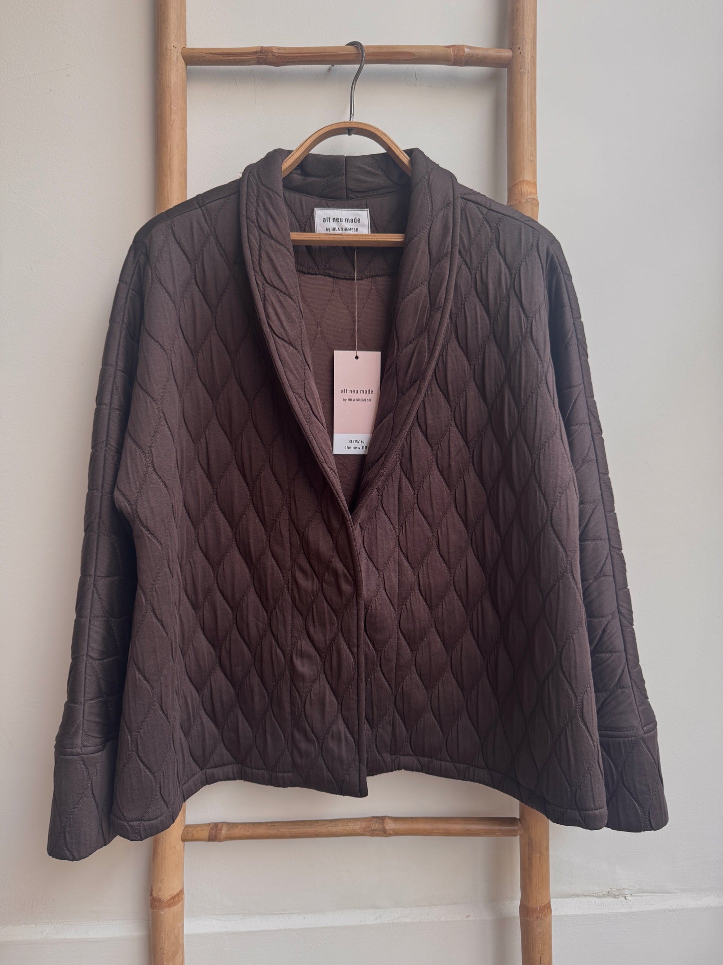 ז׳קט מיני קימונו קווילט חום