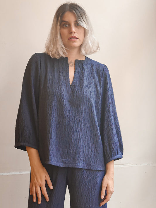 חולצת פאף כחול