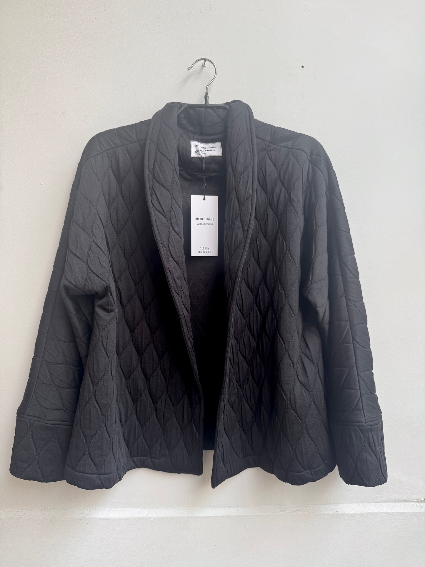 ז׳קט מיני קימונו קווילט שחור