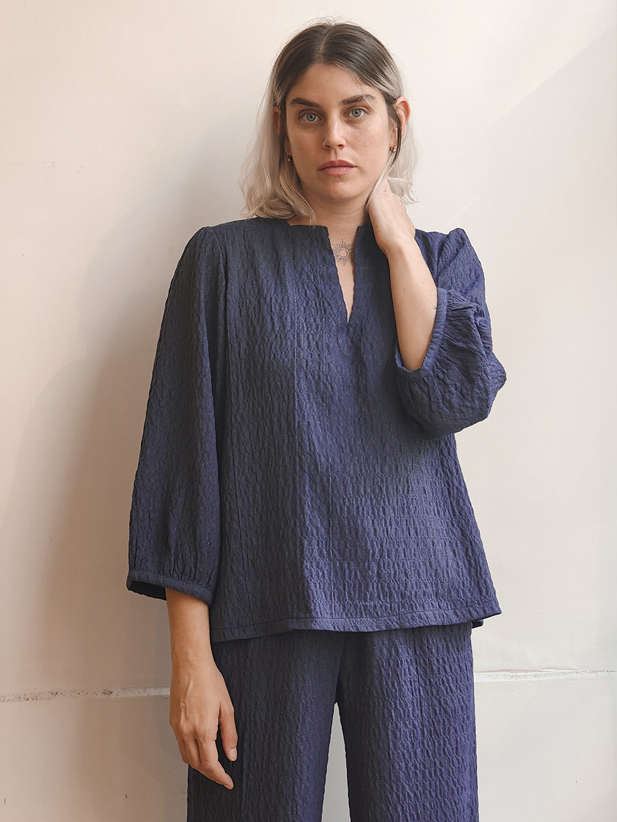 חולצת פאף כחול