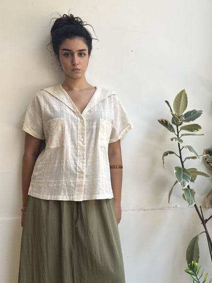 חולצת ולנסיה שמנת משבצות