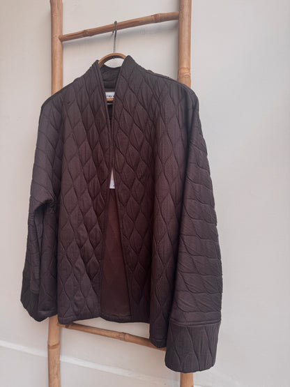 ז׳קט מיני קימונו קווילט חום