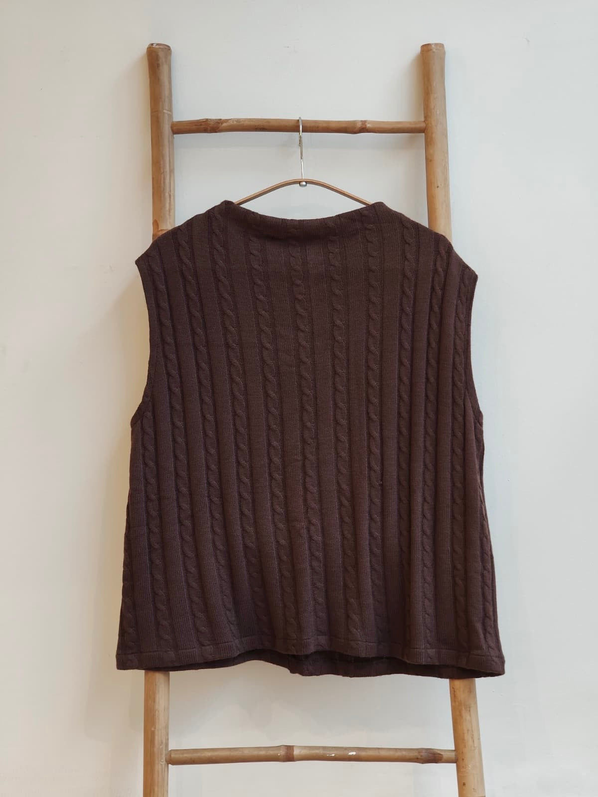 אפודת סריג כותנה חום