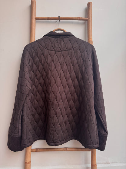 ז׳קט מיני קימונו קווילט חום