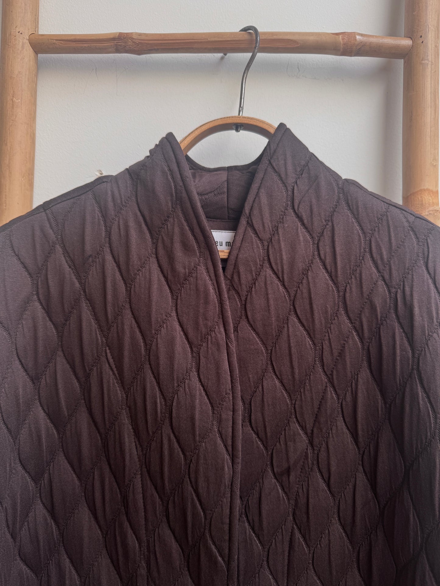 ז׳קט מיני קימונו קווילט חום