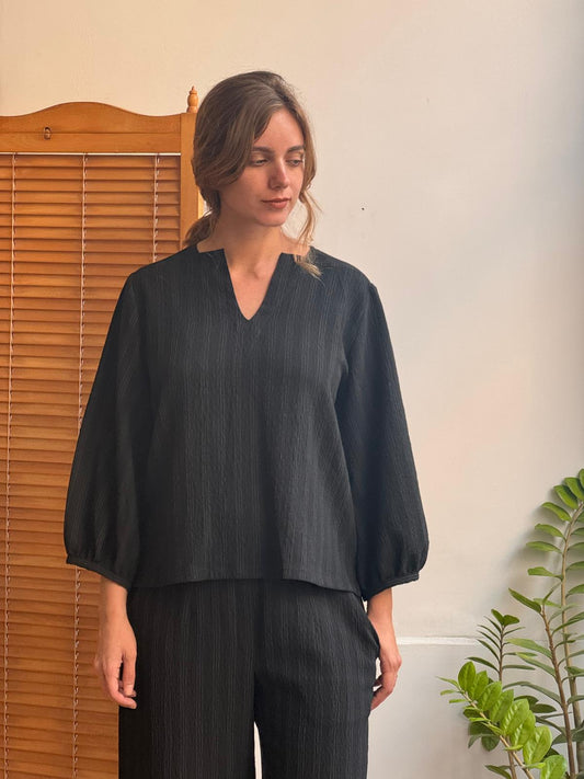 חולצת פאף שחור פס