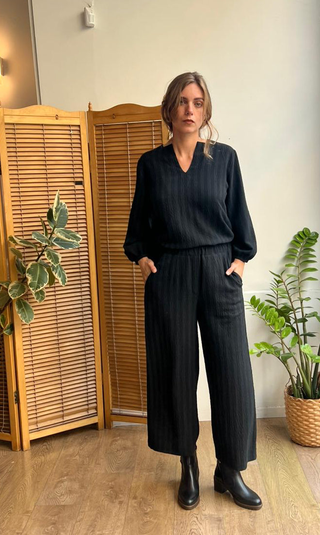 חולצת פאף שחור פס