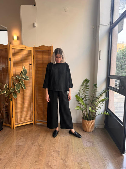 חולצת ניקו שחור פס