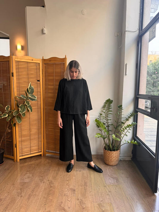 חולצת ניקו שחור פס