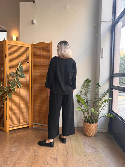 מכנסי בלאנקו שחור פס