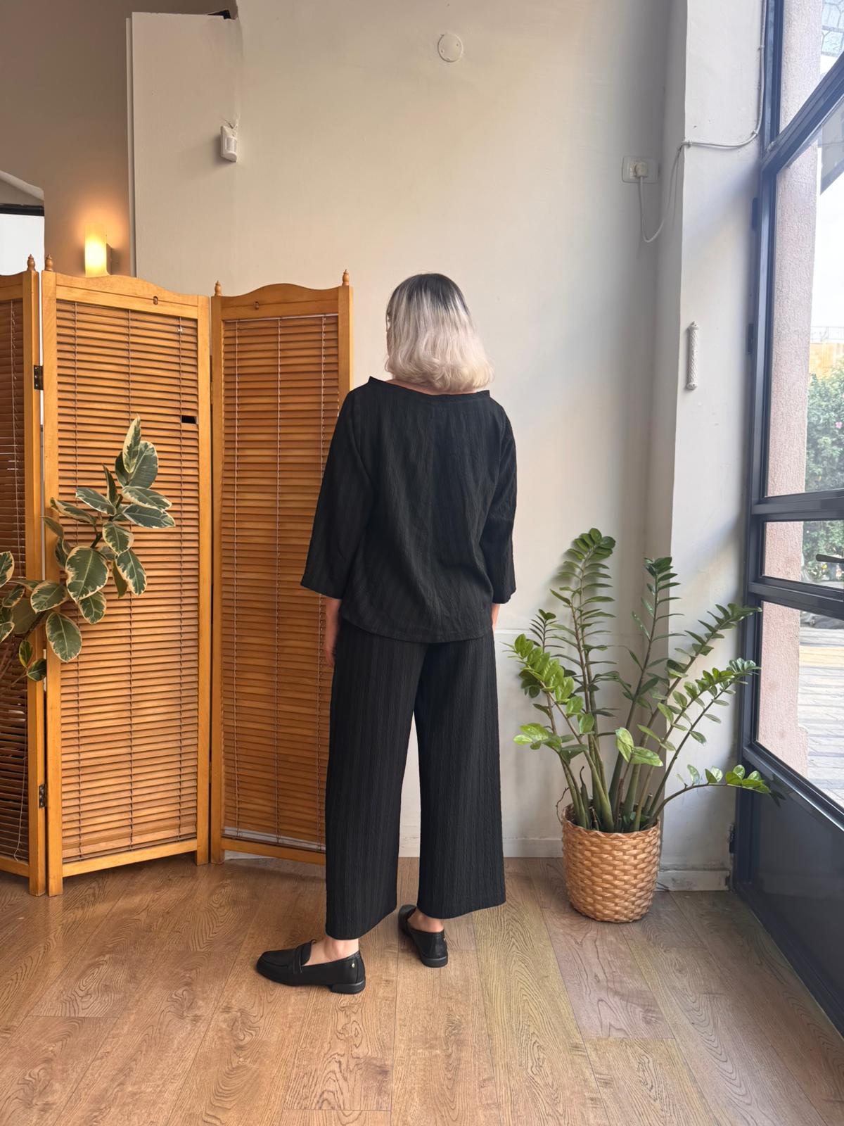 חולצת ניקו שחור פס