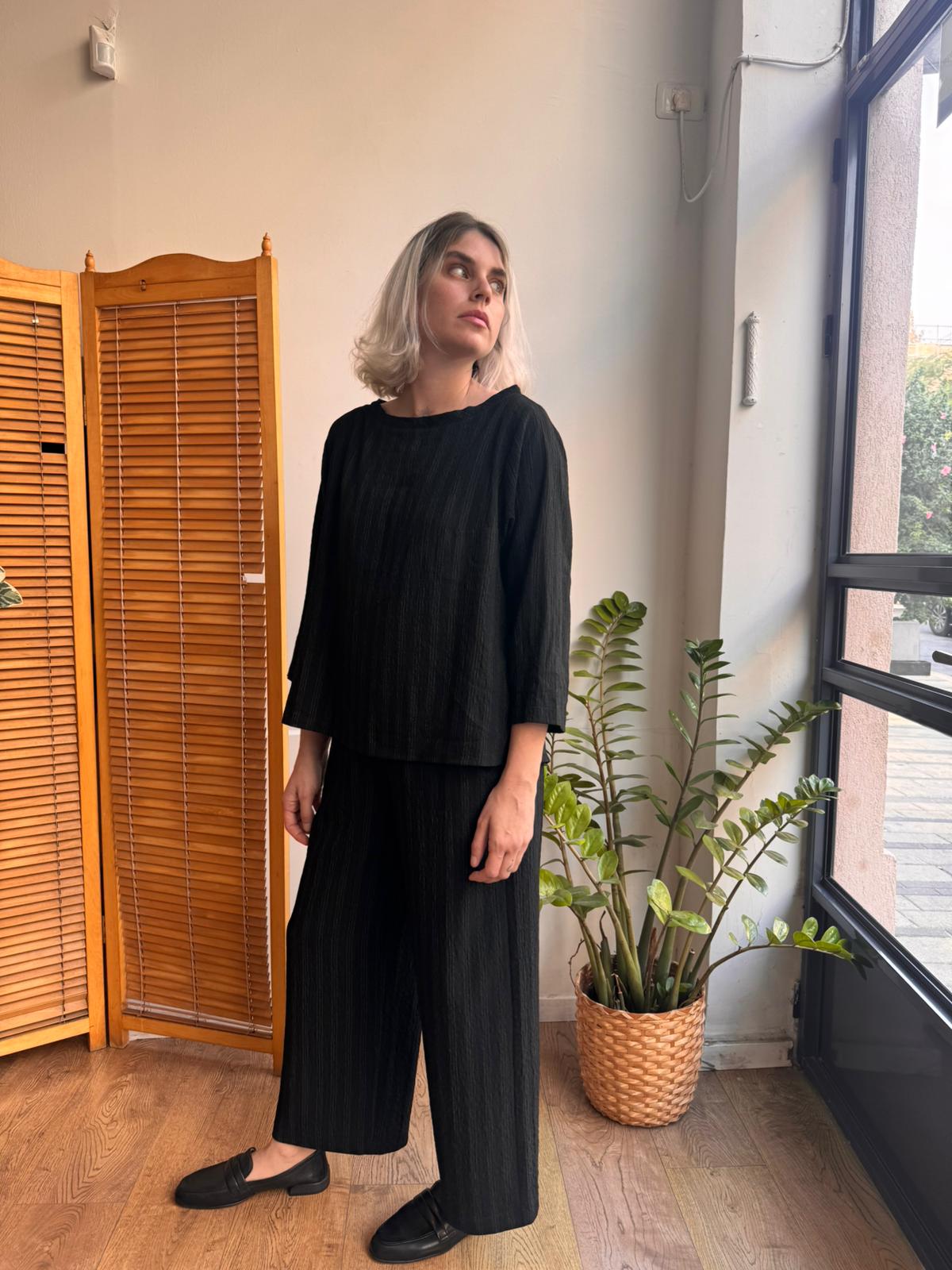 חולצת ניקו שחור פס