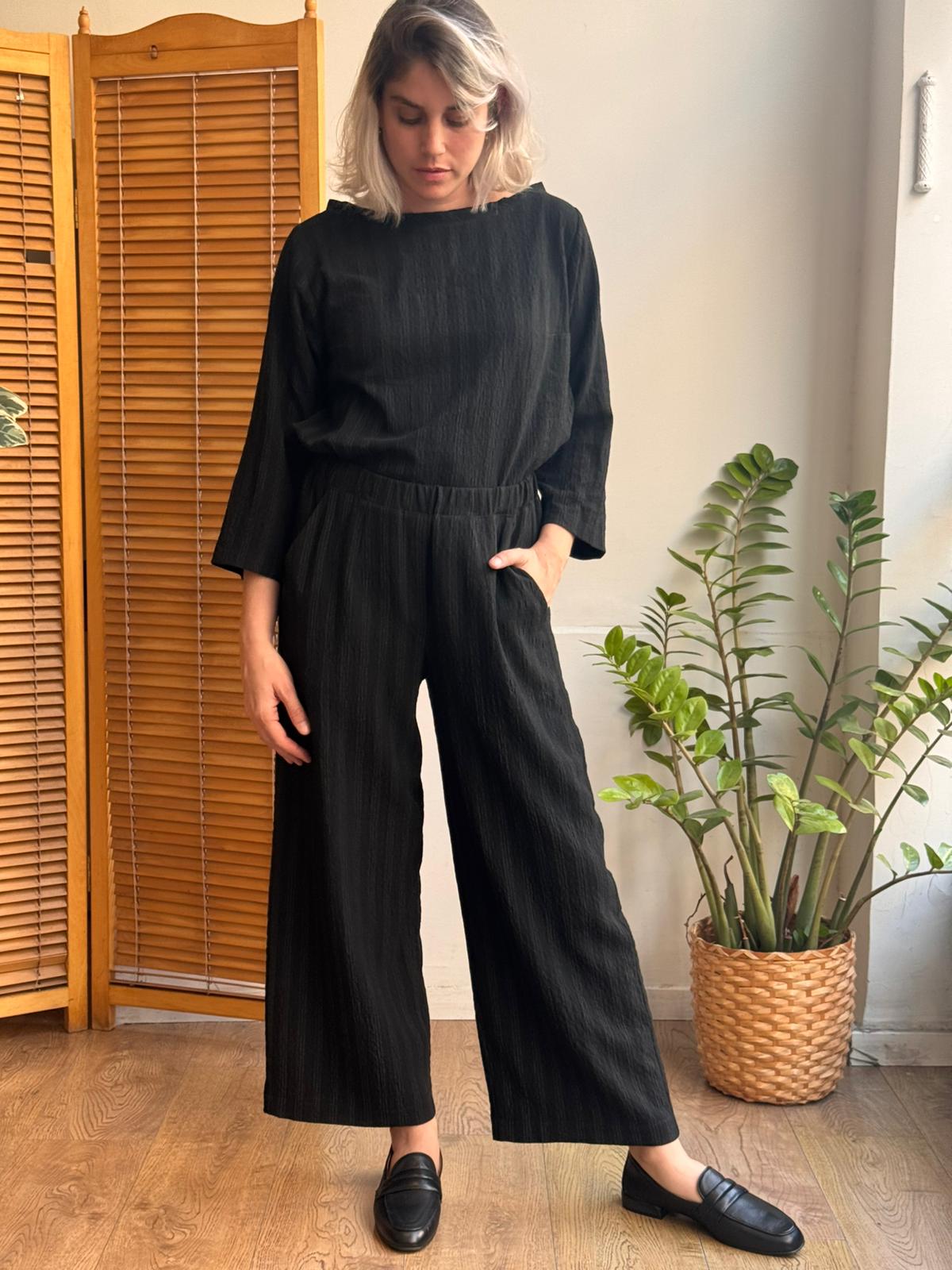 מכנסי בלאנקו שחור פס