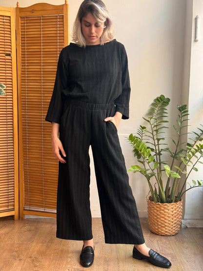 חולצת ניקו שחור פס