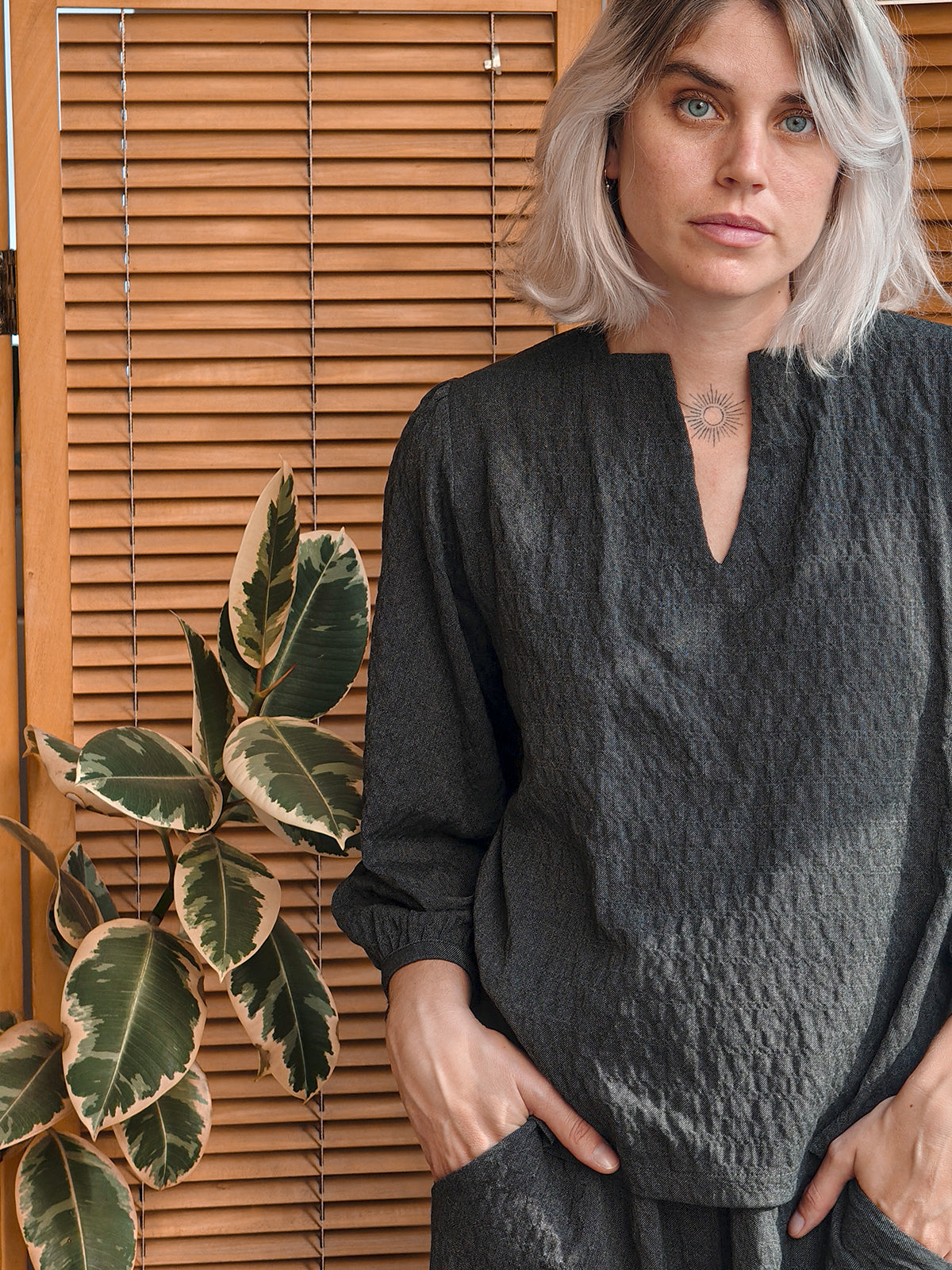 חולצת פאף אפור