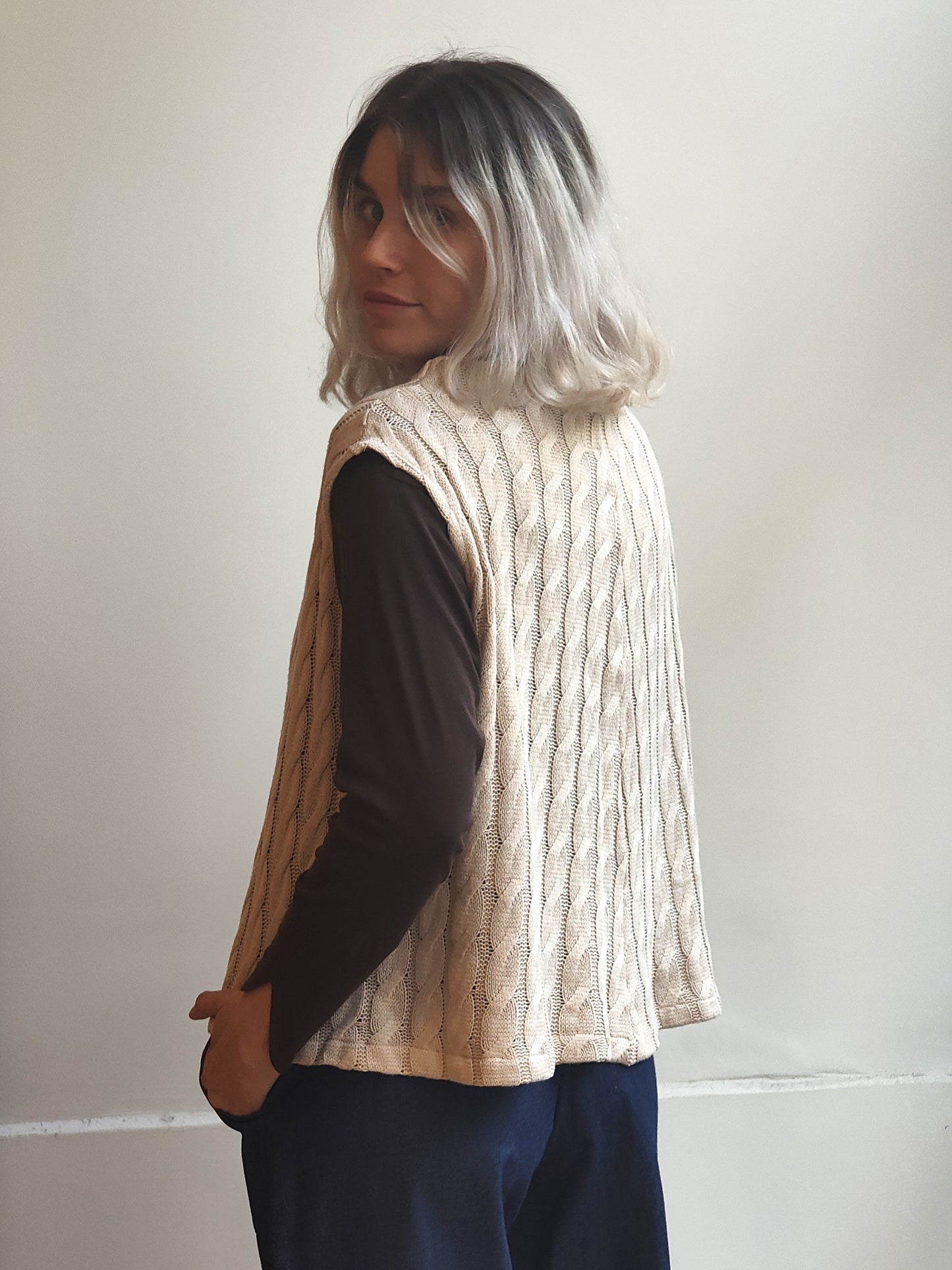 אפודת סריג כותנה חיטה